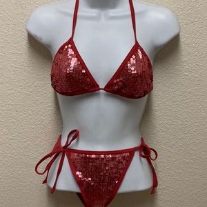 Victoria’s secret red sequen bathing suit size medium